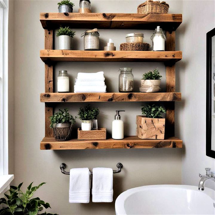 reclaimed wood shelves for additional storage