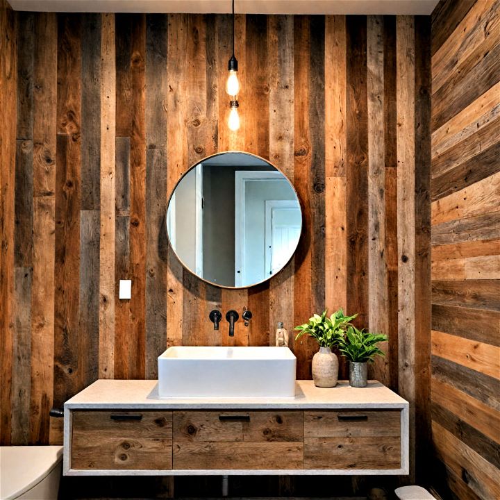 reclaimed wood wall to add a unique look