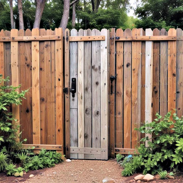 recycled doors into a privacy fence