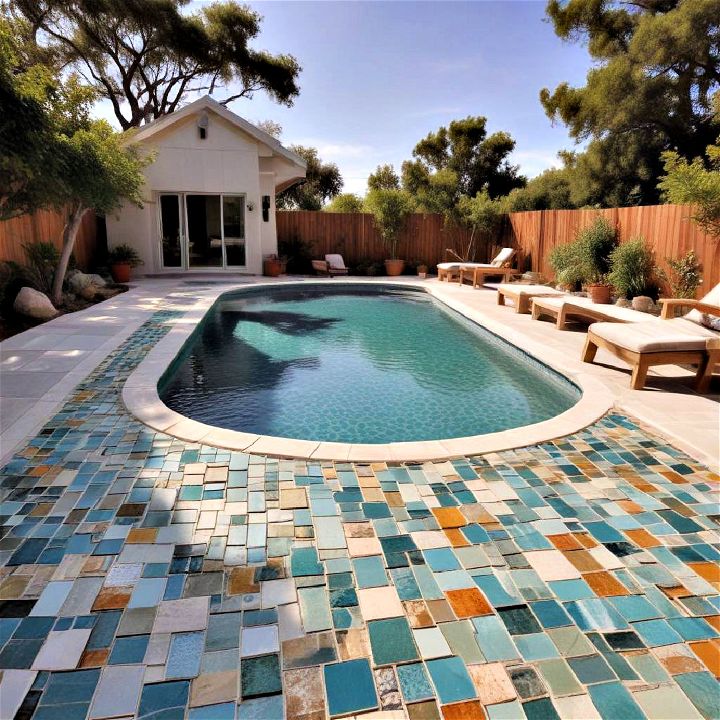 recycled glass tiles for pool deck