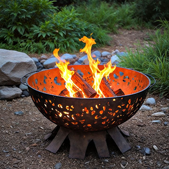 recycled metal sculpture fire pit