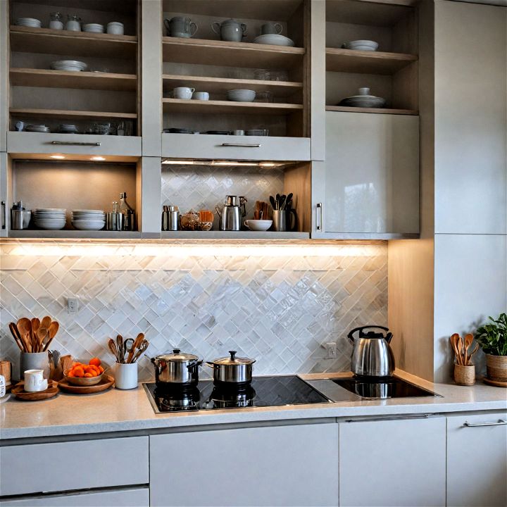 reflective surfaces to add a touch of elegance to a small kitchen