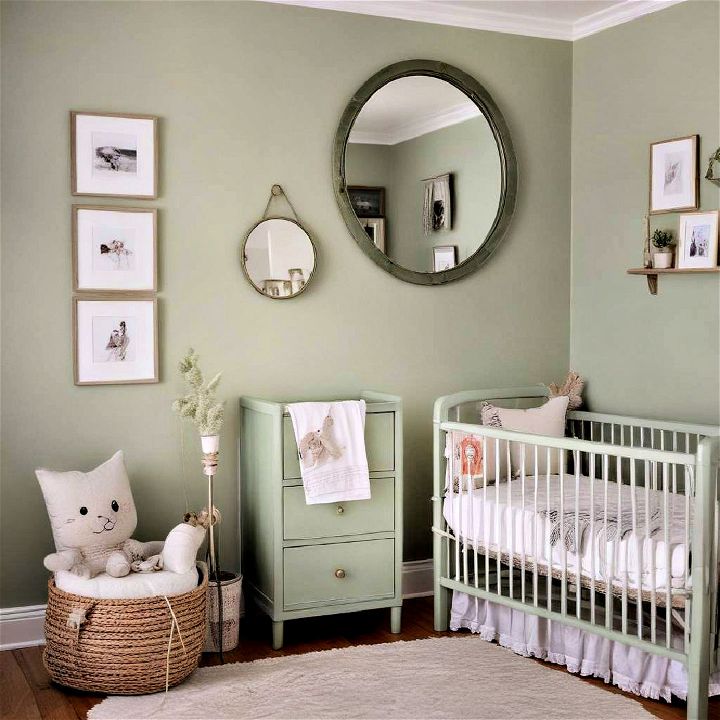reflective touches with sage mirrors decorative element to the nursery
