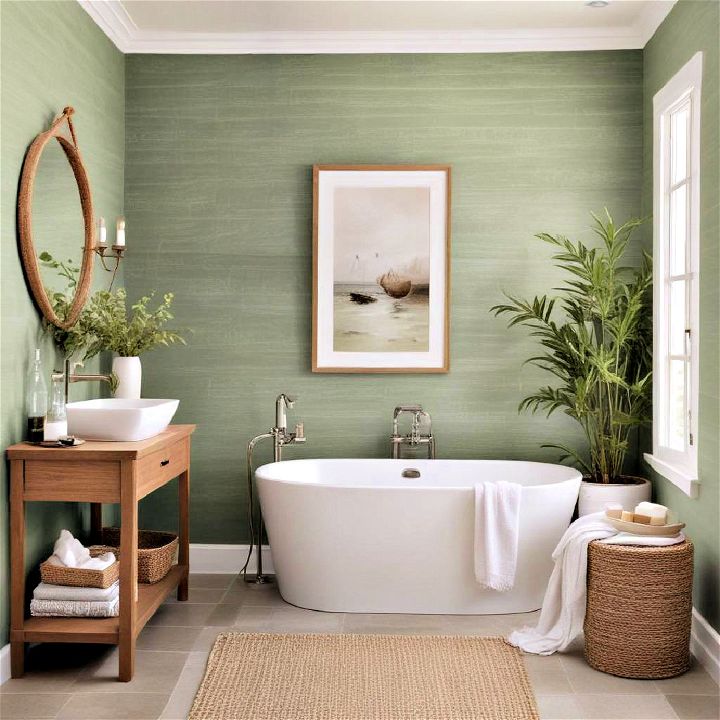 relaxation seagrass green accent wall