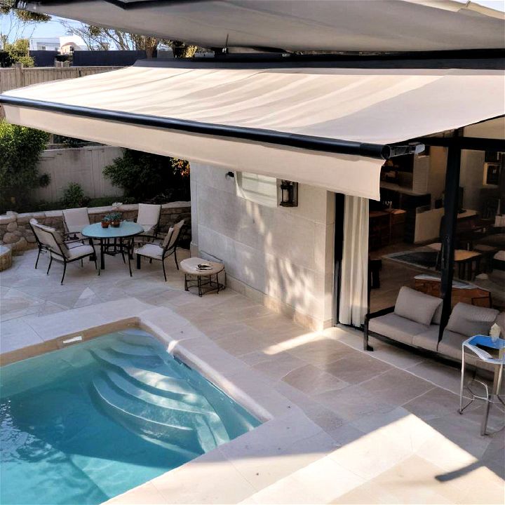 retractable awnings pool shade