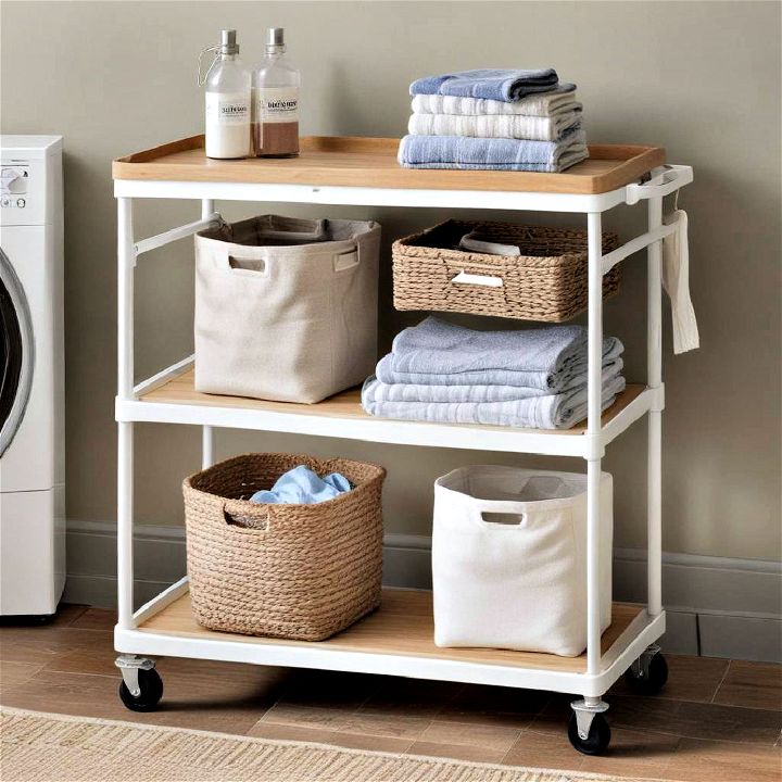 rolling cart storage solution laundry room
