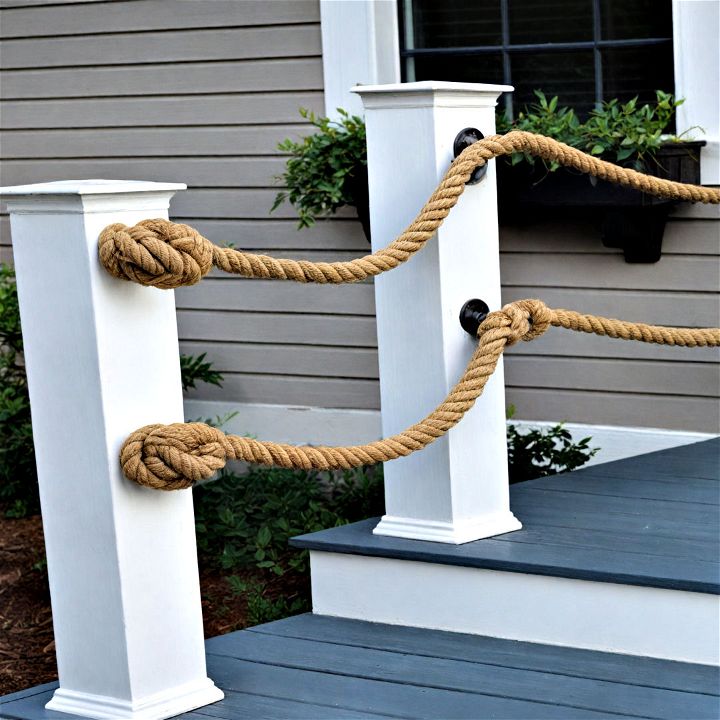 rope railing to add a nautical charm to your porch