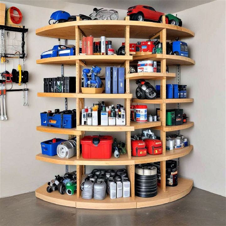 rotating shelves for garage storage