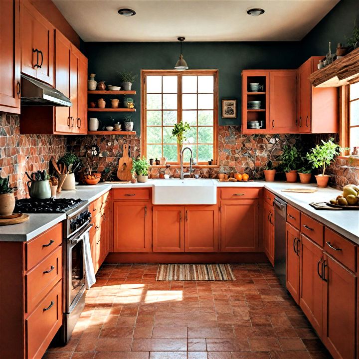 rustic and inviting terracotta toned cabinets