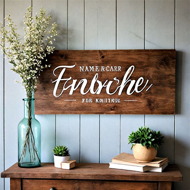rustic and welcoming wooden sign