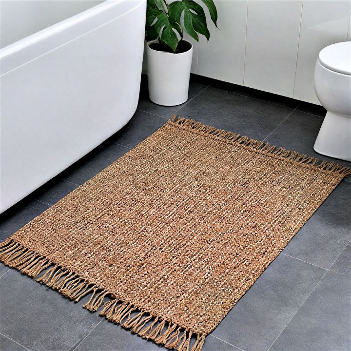 rustic bathroom woven rug