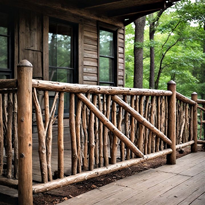 rustic branch railings for a truly natural look