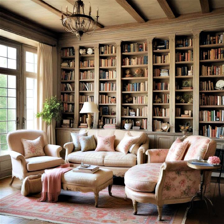rustic charm french country library