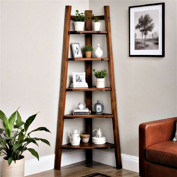 rustic charm ladder style corner shelves