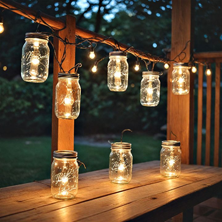 rustic mason jar lights for deck
