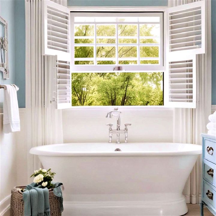 rustic shutter curtains for bathroom