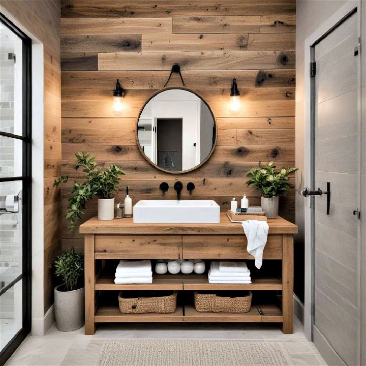 rustic wood accents for bathroom