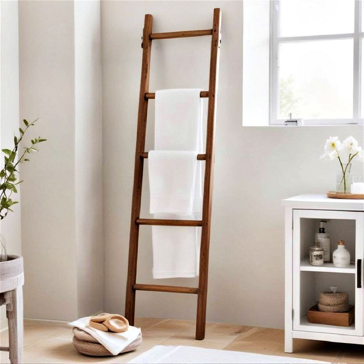 rustic wooden ladder for towels