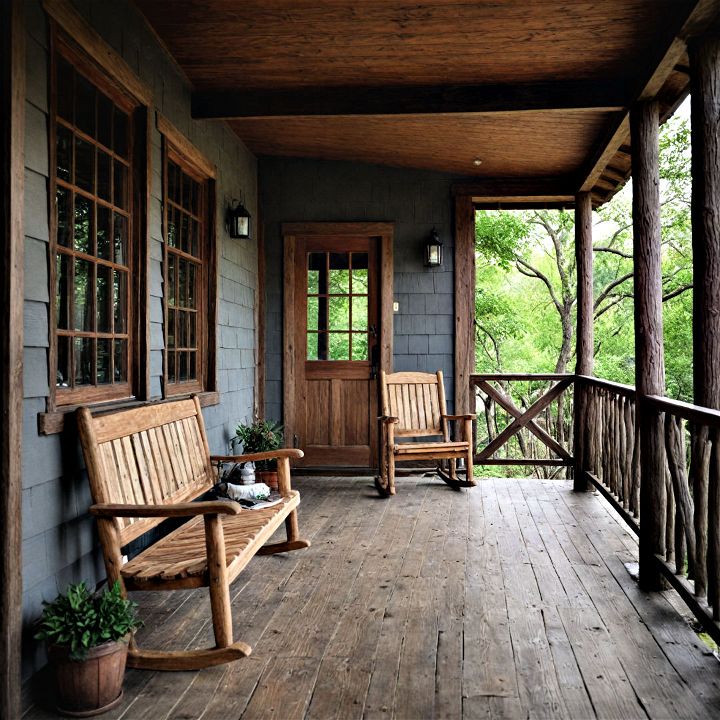 rustic wooden porch to create a cozy and warm entrance
