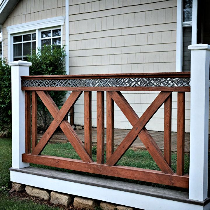 rustic x brace barn door style porch railings