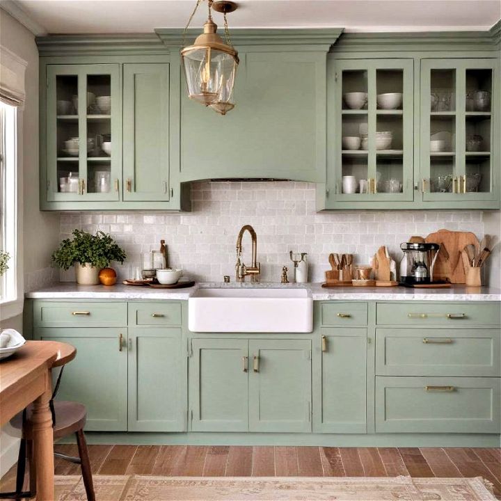 sage color cabinets to add tranquility