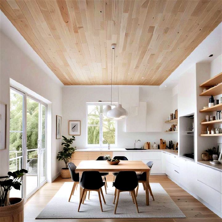 scandinavian inspired wood ceiling