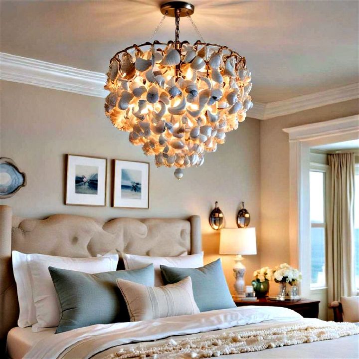 seashell chandelier for coastal bedroom