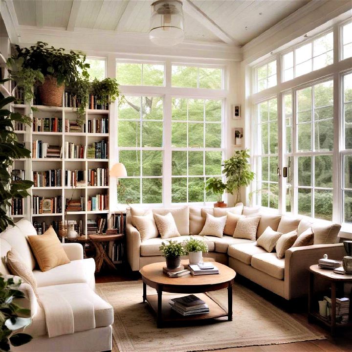 serene library within your sunroom