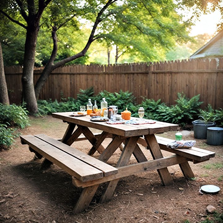 set up a picnic table for backyard meals and gatherings