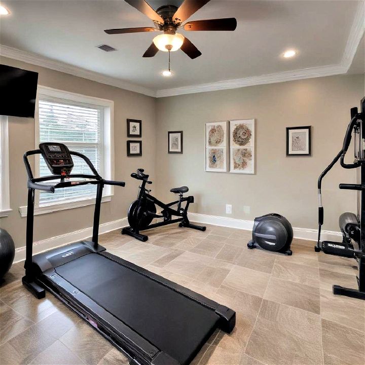setting up a home gym in a bonus room