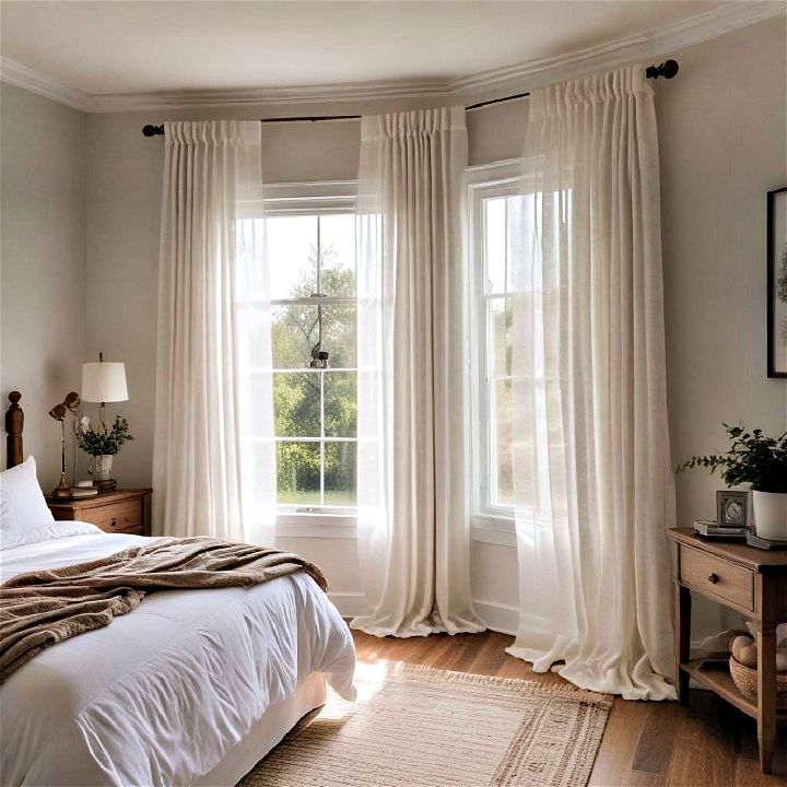 sheer curtains farmhouse bedroom
