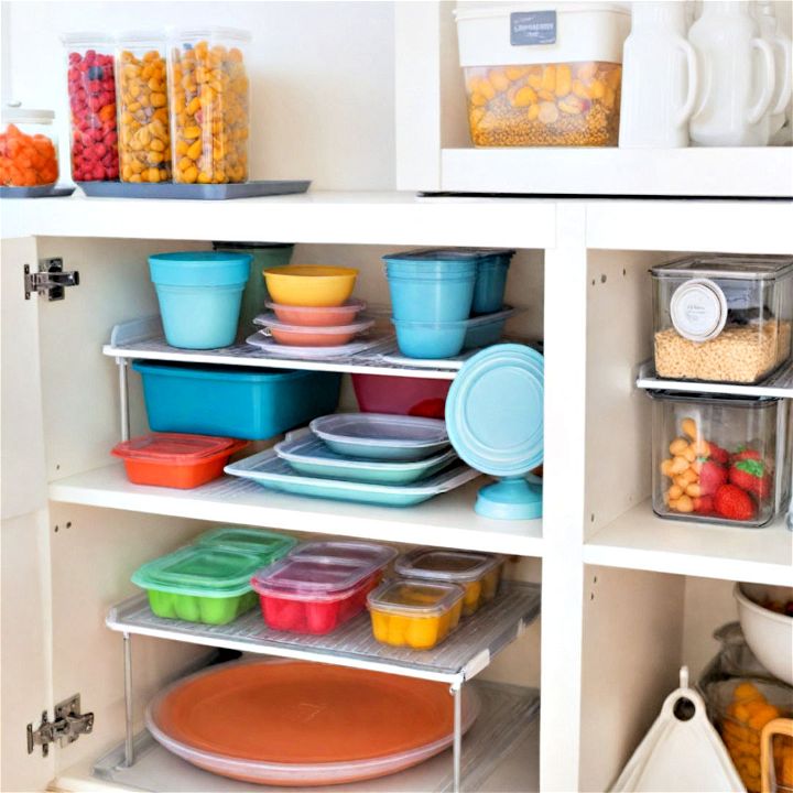 shelf risers for storing tupperware