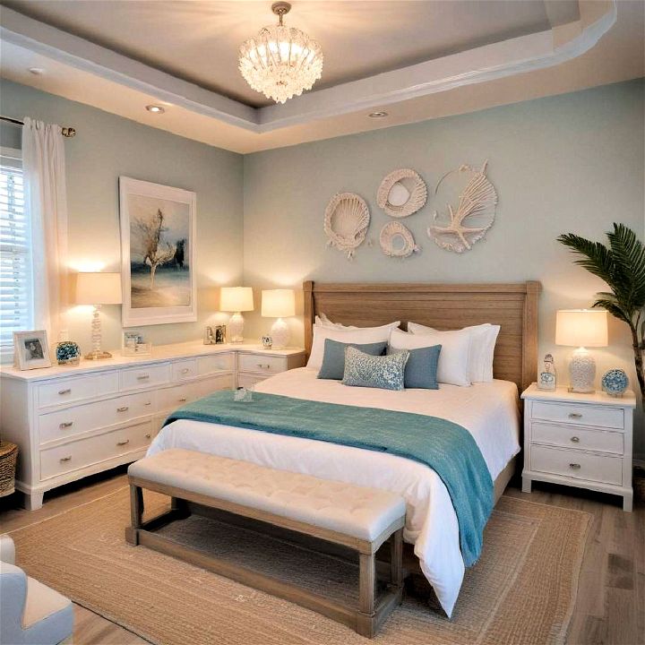 shell accents for beach themed bedroom