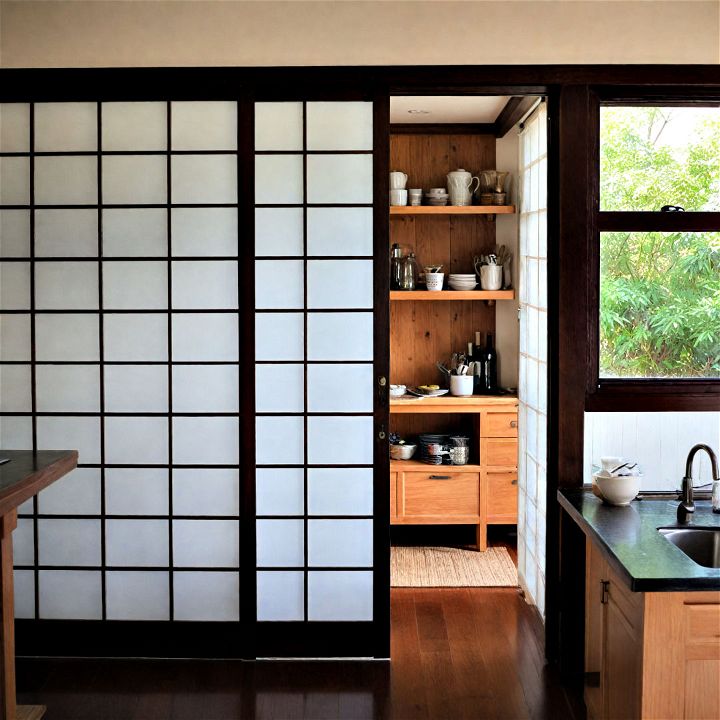 shoji screen door for minimalistic or asian themed kitchens