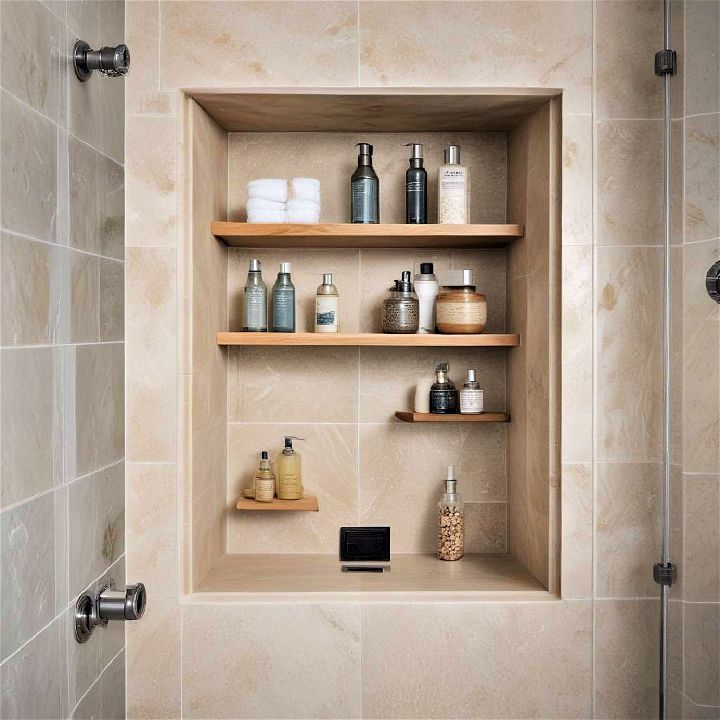 shower space with a built in niche