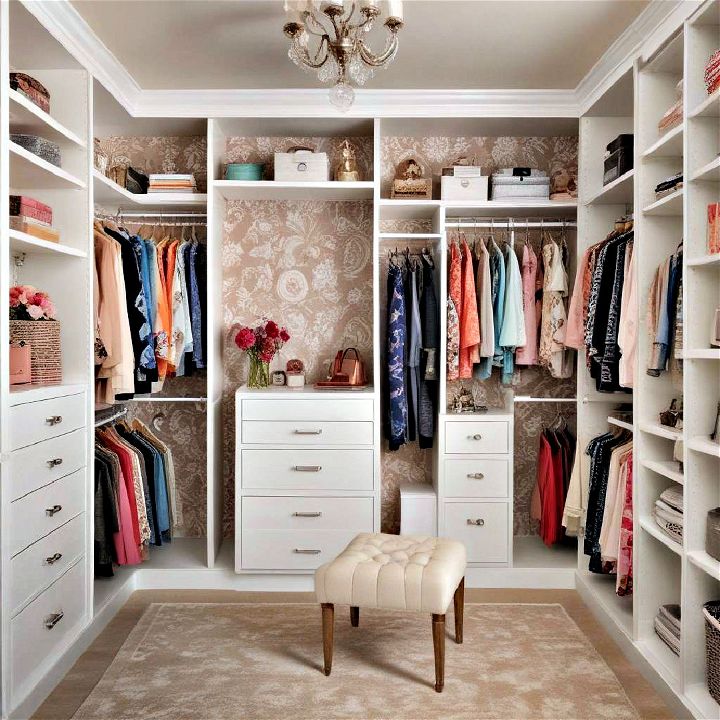 simple wallpaper accents for walk in closet