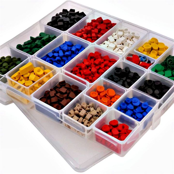 simple yet effective sorting trays for organizing lego pieces