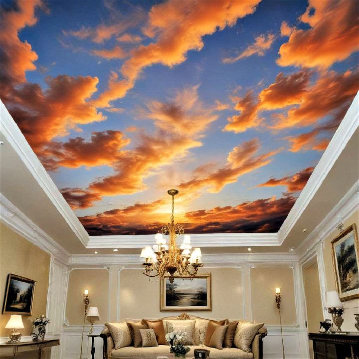 sky and sunsets ceiling wallpaper