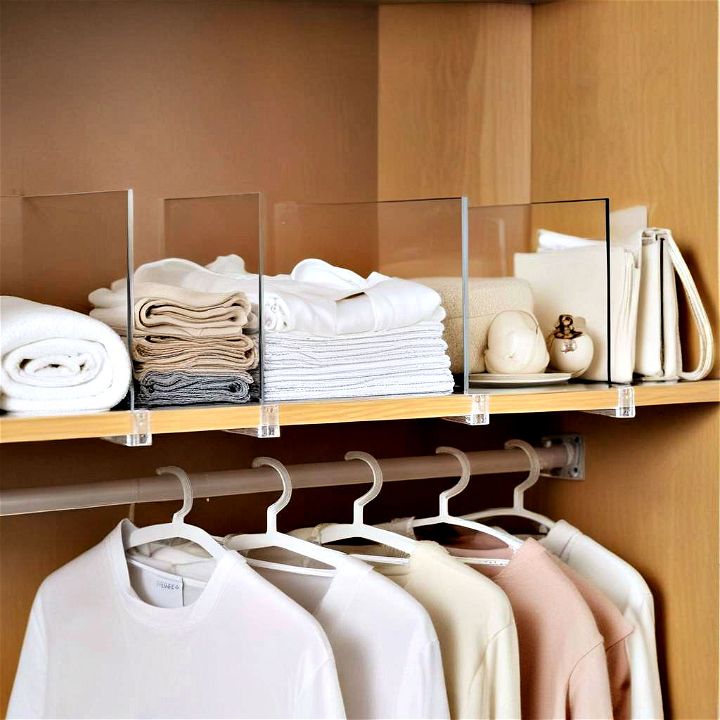 sleek acrylic shelf dividers to organize your closet