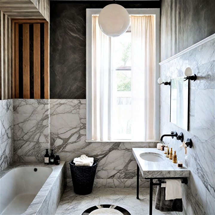 sleek and beautiful marble half wall