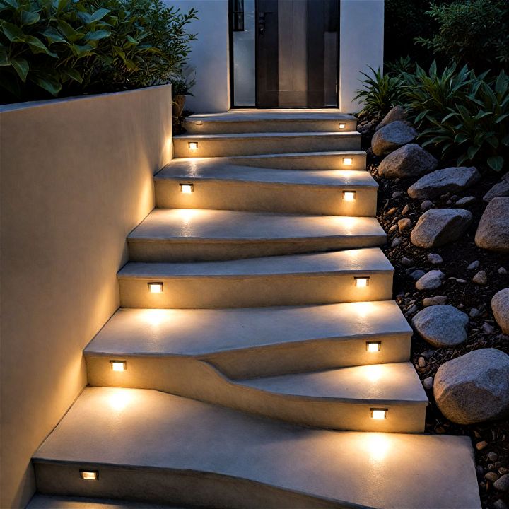 sleek and minimalistic recessed step lights