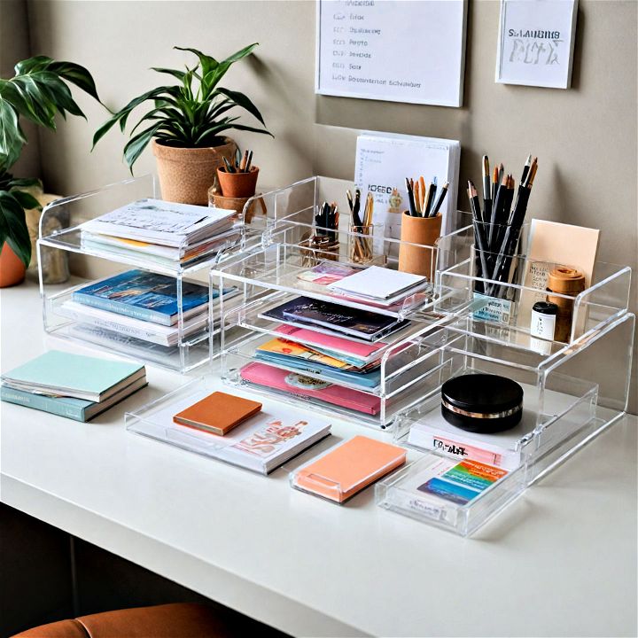 sleek and modern acrylic desk organizers