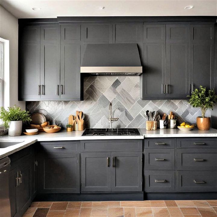 sleek and modern slate gray cabinets