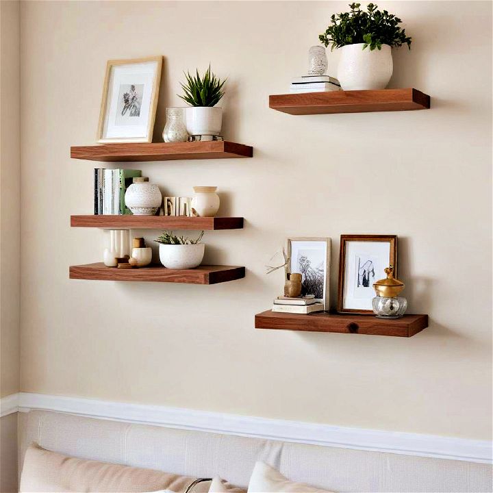 sleek and practical opt for floating shelves
