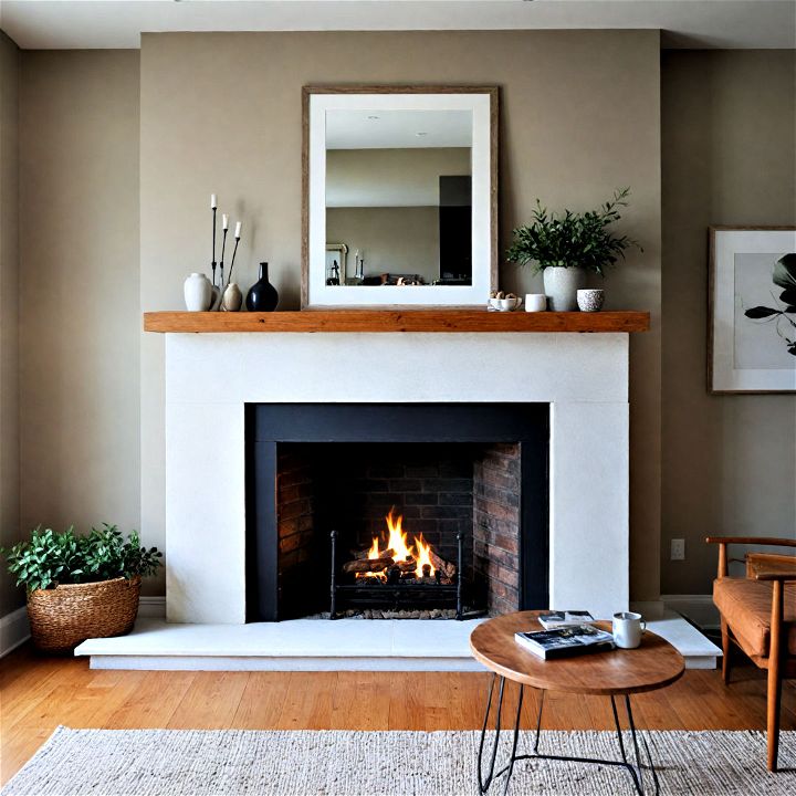 sleek minimalistic fireplace decor