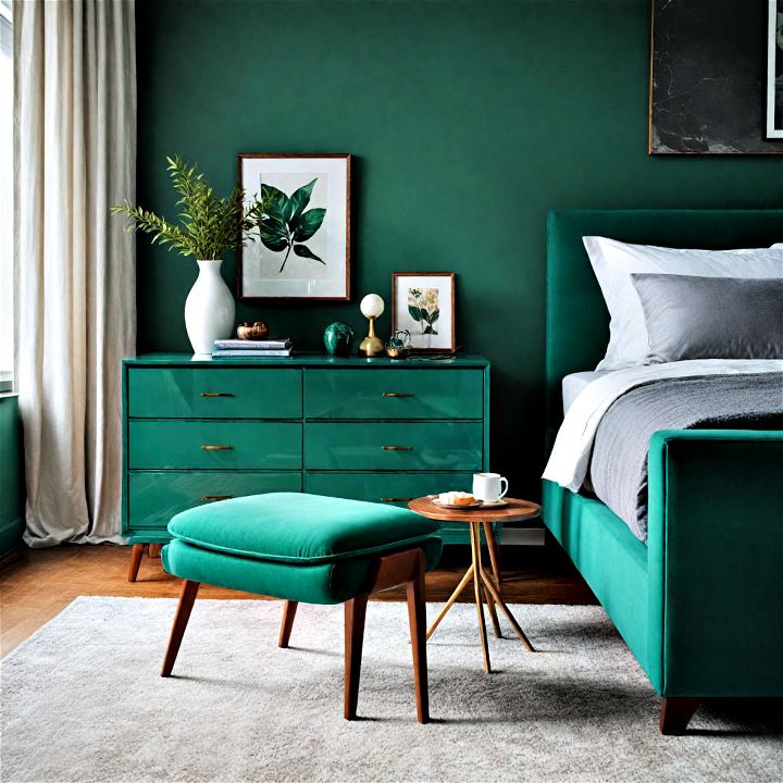 sleek modern emerald green furniture to make a bold bedroom statement