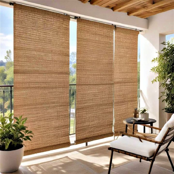 sleek roll up shades for balcony privacy