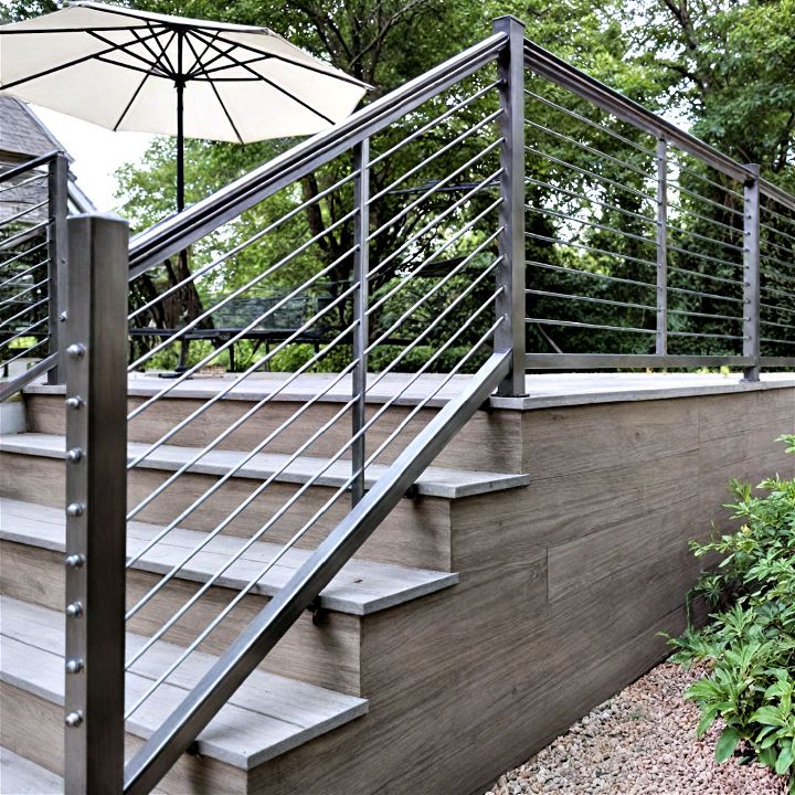 sleek stainless steel porch railings for urban settings