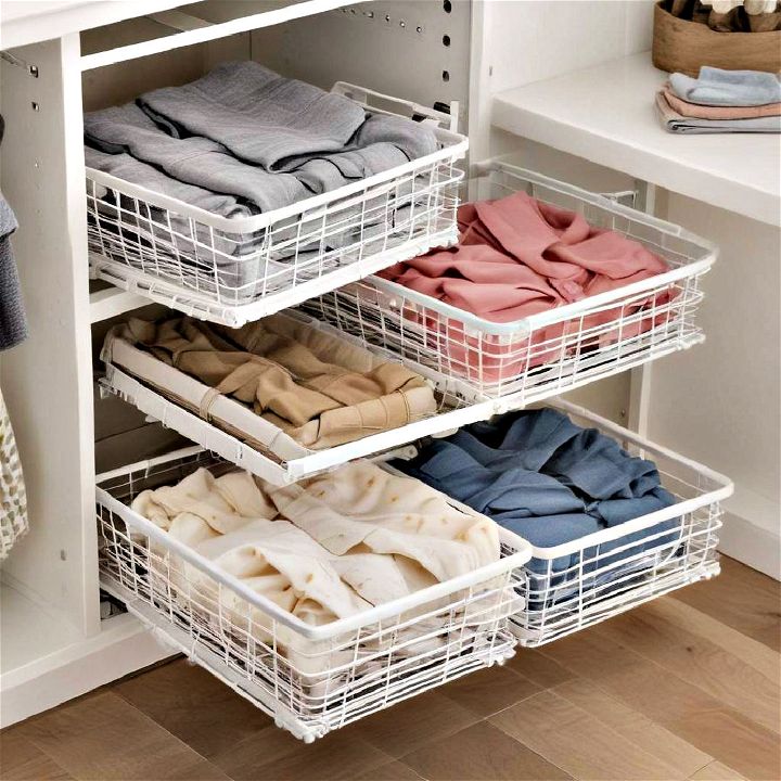 sliding basket system for items you use regularly