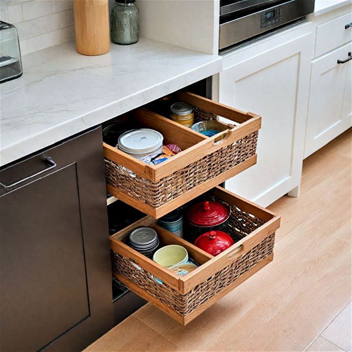 sliding baskets for deep kitchen cabinets